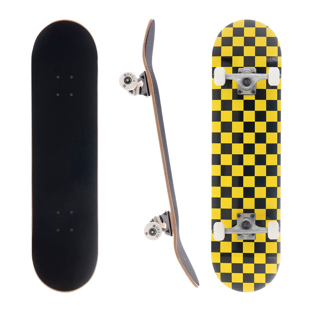 3whys 8.0 Inch Complete Skateboard Yellow Checker