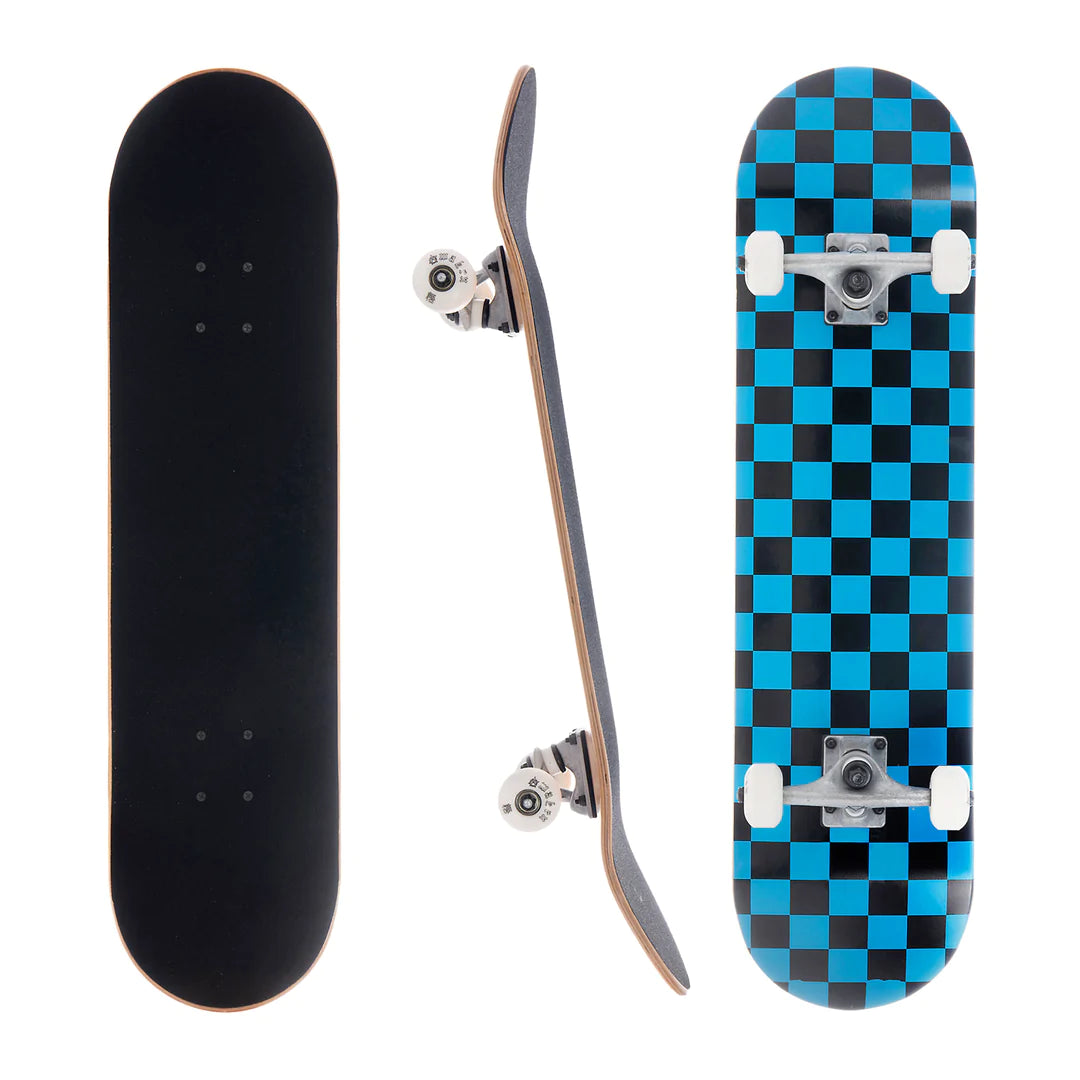 3whys 8.0 Inch Complete Skateboard Blue Checker