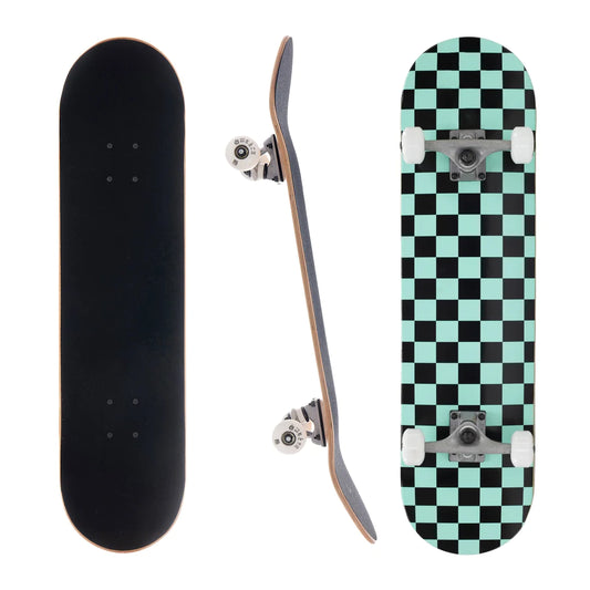3whys 8.0 Inch Complete Skateboard Mint Checker